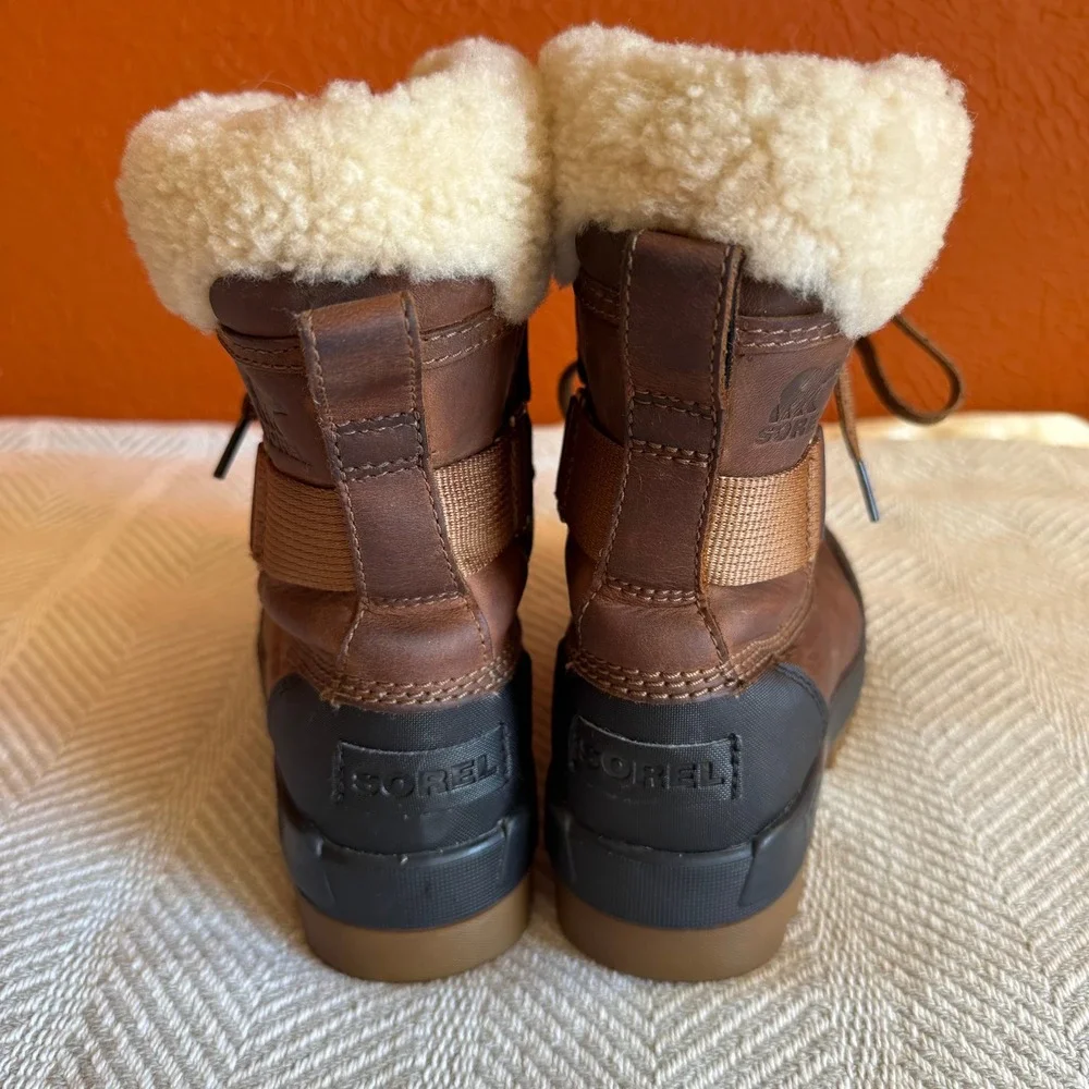 Sorel Tivoli IV Parc Waterproof Boots Brown Leather Shearling Women 6